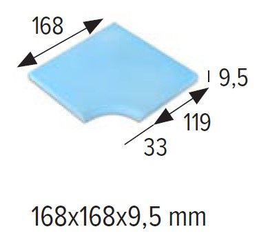 16,8x16,8 cm Bullnose negatív sarok elem (több színben) oldalán kerekített medence csempe