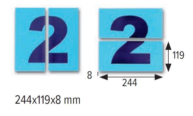 12,5x25 cm Pálya számozás (Sávjelölő) - Vertikális