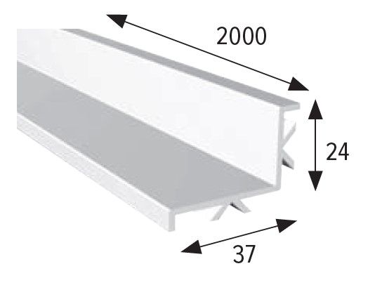 200x37x24 cm Rácstartó profil - fehér műanyag