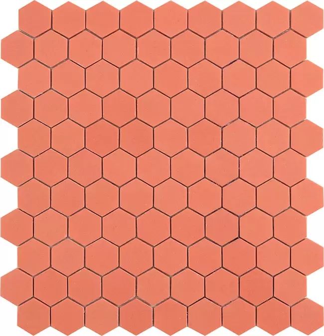 3.5x3.5 Korall-Piros - Candy Coral - Hexagon üvegmozaik wellness burkolat