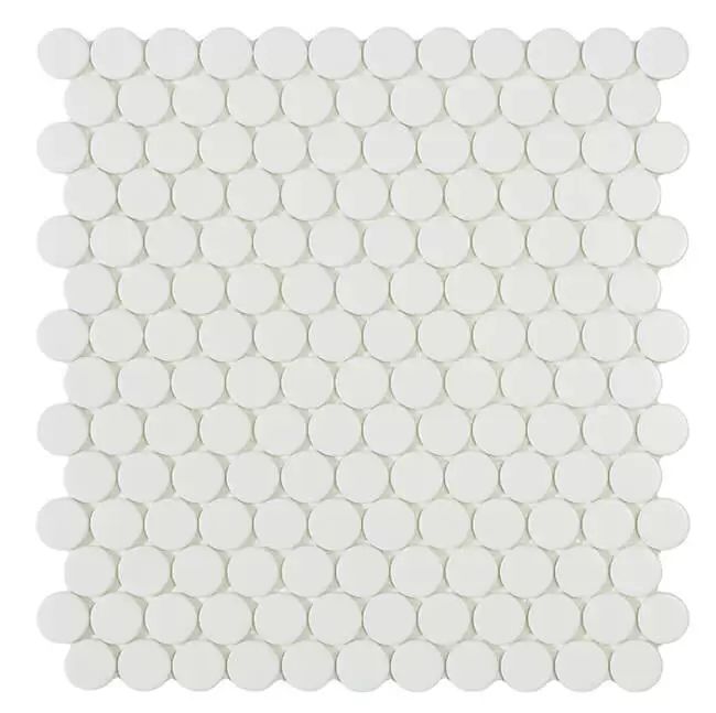 2.5x2.5 Fehér Matt - Circle White MT - Kör üvegmozaik wellness burkolat