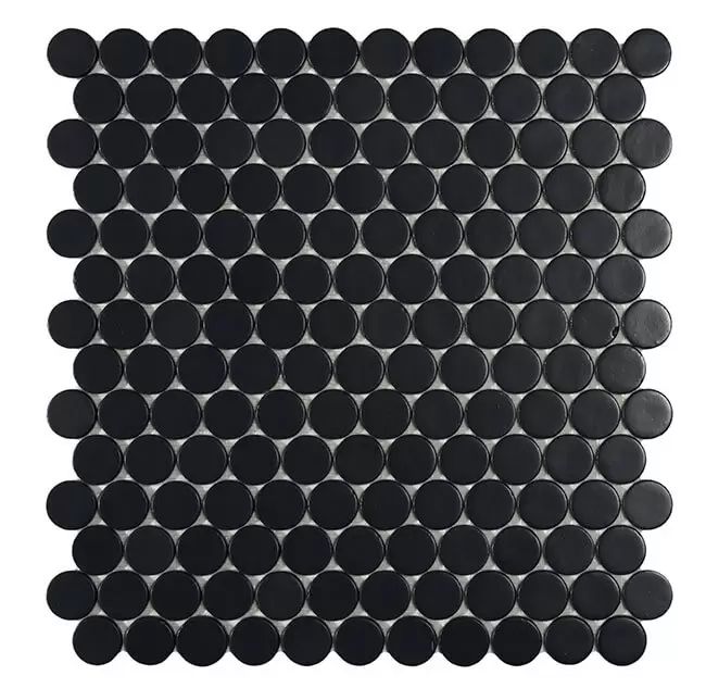 2.5x2.5 Fekete Matt - Circle Black MT - Kör üvegmozaik wellness burkolat