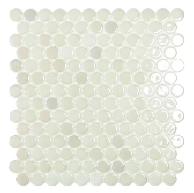 2.5x2.5 Fehér Fényes - Circle White BR - Kör üvegmozaik wellness burkolat