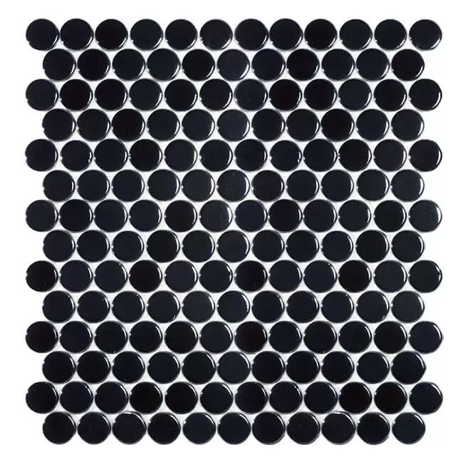 2.5x2.5 Fekete Fényes - Circle Black BR - Kör üvegmozaik wellness burkolat
