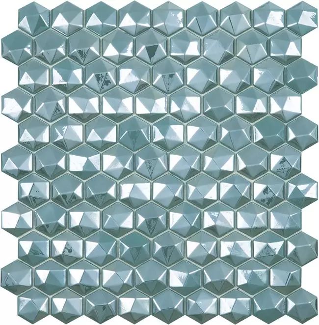 3.5x3.5 Türkizzöld - Diamond Turquesa- Hexagon (gyémánt alakú) üvegmozaik wellness burkolat