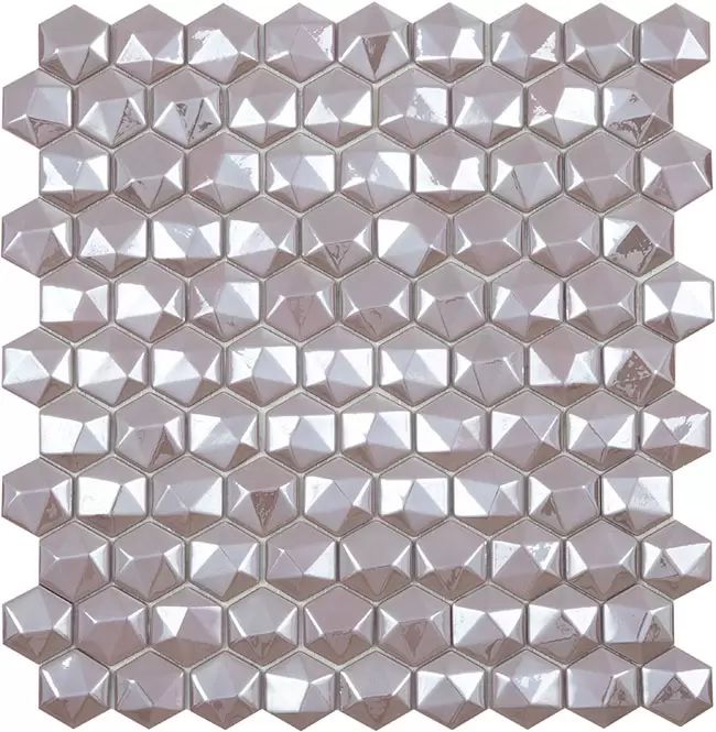 3.5x3.5 Rózsaszín - Diamond Nostalgic - Hexagon (gyémánt alakú) üvegmozaik wellness burkolat