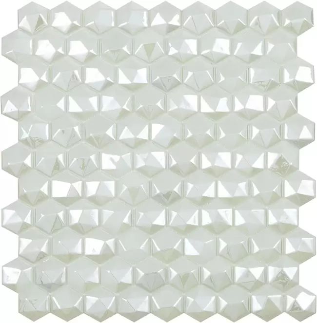 3.5x3.5 Fehér - Diamond White - Hexagon (gyémánt alakú) üvegmozaik wellness burkolat