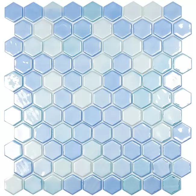 3.5 Sötétkék - Lux Light Blue - Hexagon üvegmozaik wellness burkolat