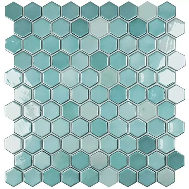 3.5 Türkizzöld - Lux Turquoise - Hexagon üvegmozaik wellness burkolat