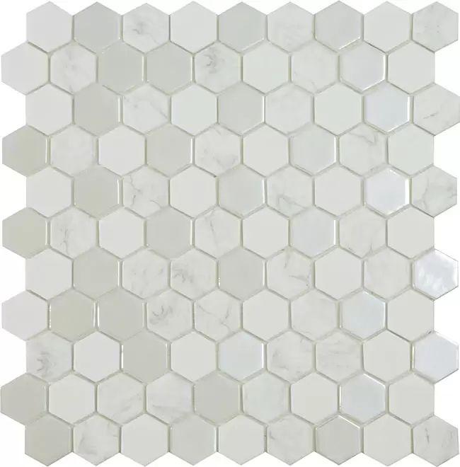 3.5 Fehér - Antarctica Snow - Hexagon üvegmozaik wellness burkolat