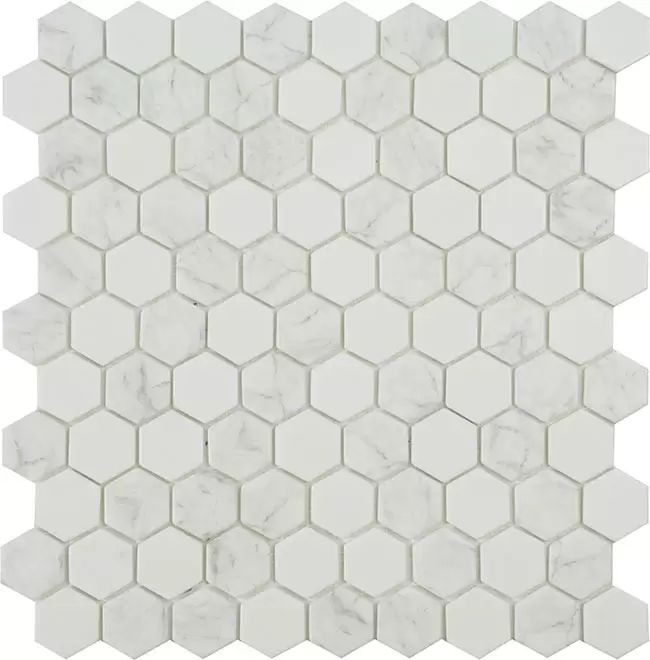 3.5 Fehér - Antarctica Flake - Hexagon üvegmozaik wellness burkolat