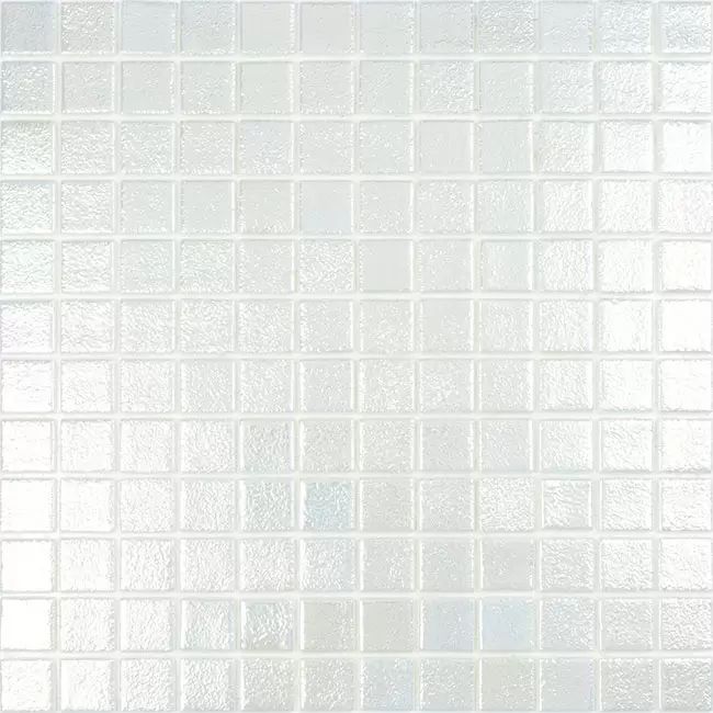 2.5 Fehér - Shell White - Gyöngyház bevonatú üvegmozaik wellness burkolat