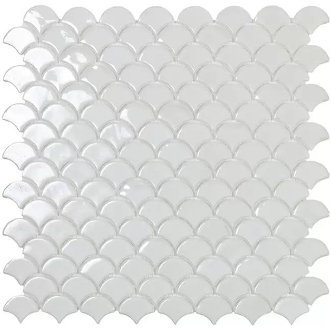 3.6x2.9 cm Fehér - Soul White - Halpikkely üvegmozaik wellness burkolat