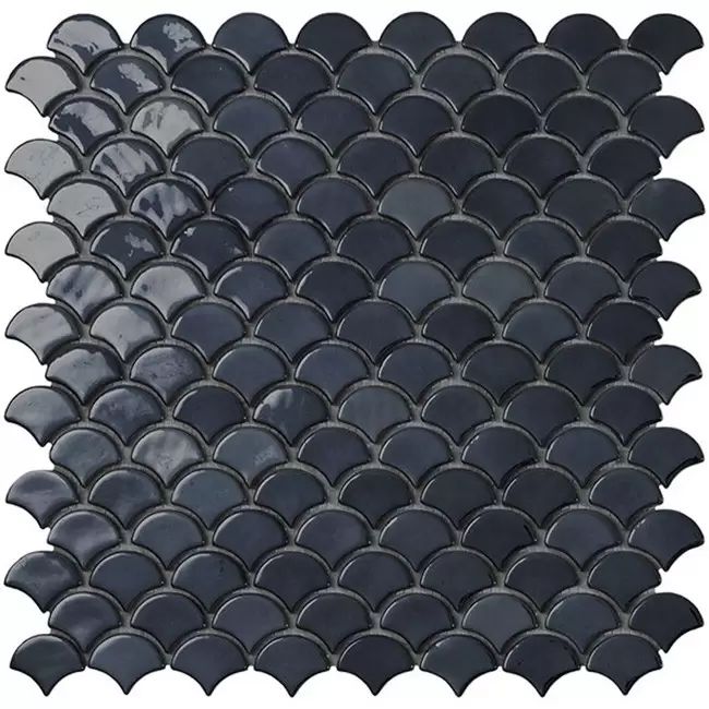 3.6x2.9 cm Fekete-Antracit - Soul Black - Halpikkely üvegmozaik wellness burkolat