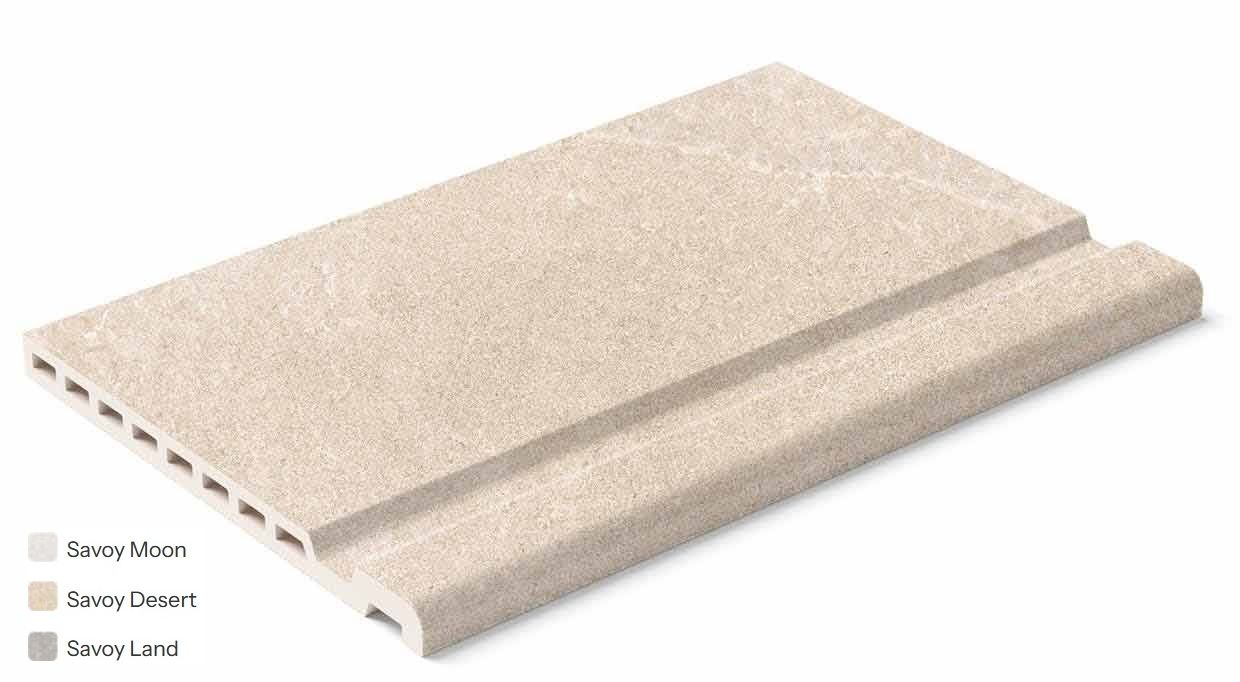 32,6x50x2,5 MAYA Savoy Desert bézs KAPASZKODOS MEDENCEFEJ SZEGÉLYKŐ BURKOLAT