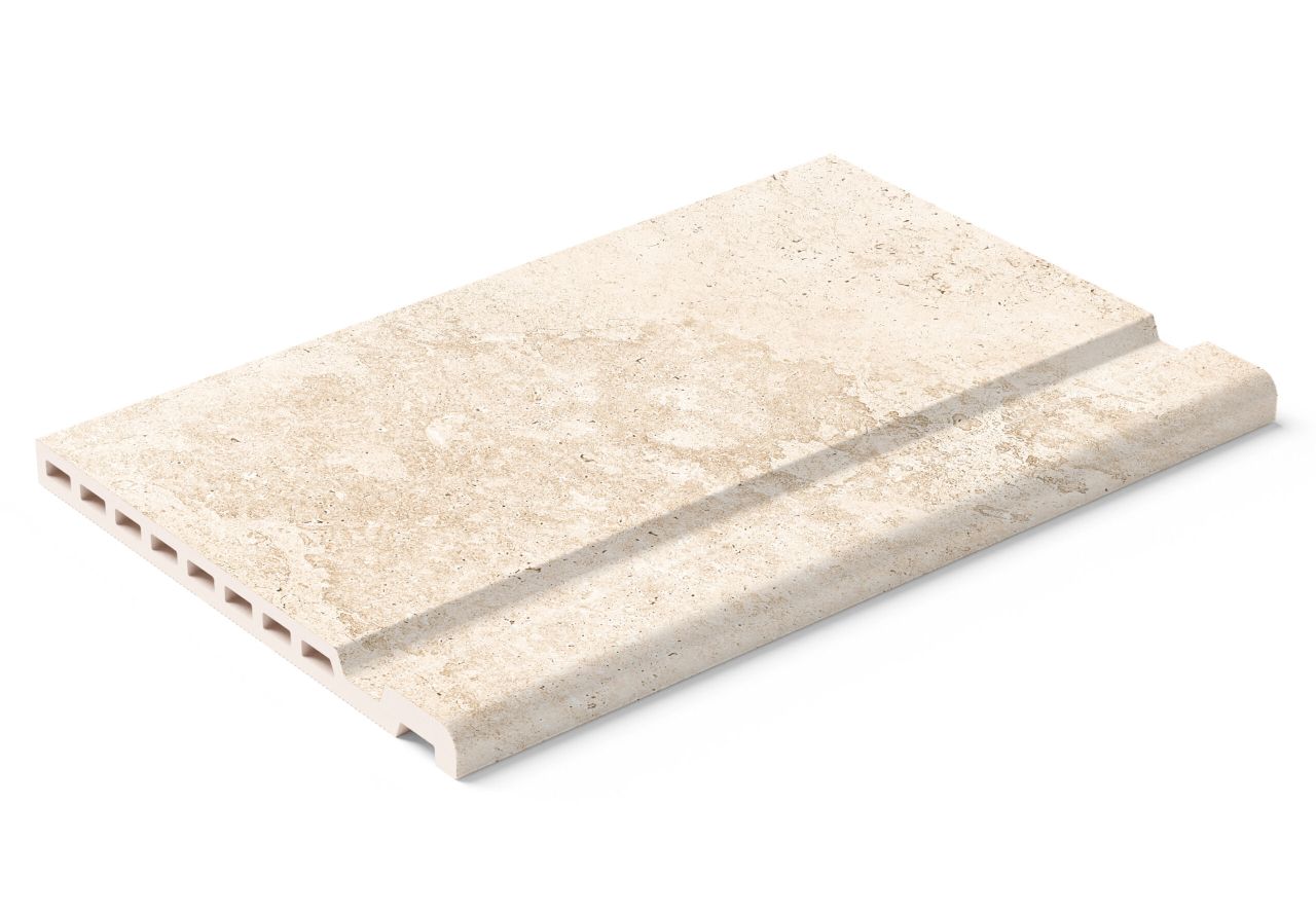 32,6x50x2,5 MAYA CROSSCUT PETRA bézs KAPASZKODOS MEDENCEFEJ SZEGÉLYKŐ BURKOLAT